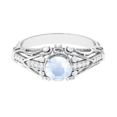 Vintage Inspired Moonstone Engagement Ring with Diamond