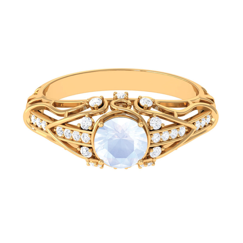 Vintage Inspired Moonstone Engagement Ring with Diamond