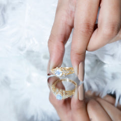 Vintage Inspired Moonstone Engagement Ring with Diamond