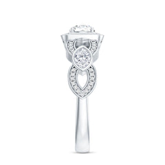 Vintage Inspired Moissanite Halo Engagement Ring with Certificate