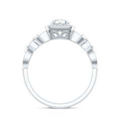 Vintage Inspired Moissanite Halo Engagement Ring with Certificate