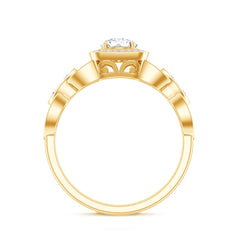 Vintage Inspired Moissanite Halo Engagement Ring with Certificate