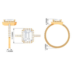 5.5 CT Octagon Zircon Halo Engagement Ring in Gold