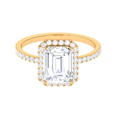 5.5 CT Octagon Zircon Halo Engagement Ring in Gold