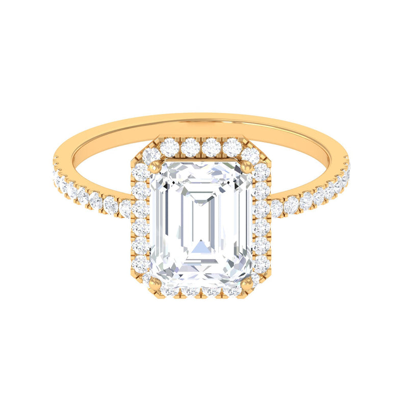 5.5 CT Octagon Zircon Halo Engagement Ring in Gold