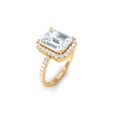 5.5 CT Octagon Zircon Halo Engagement Ring in Gold