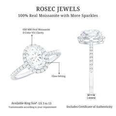 Brilliant Cut Moissanite Oblong Engagement Ring With Certificate