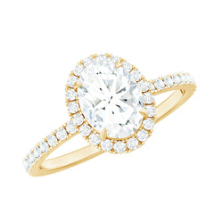 Brilliant Cut Moissanite Oblong Engagement Ring With Certificate