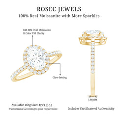 Brilliant Cut Moissanite Oblong Engagement Ring With Certificate
