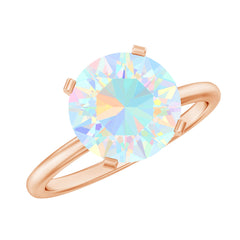 Classic 8mm Solitaire Ethiopian Opal October Birthstone Engagement Ring