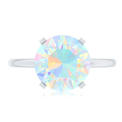 Classic 8mm Solitaire Ethiopian Opal October Birthstone Engagement Ring