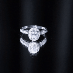 Vintage Style Oval Simulated Diamond Halo Engagement Ring