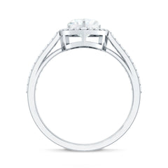 Certified Moissanite Heart Engagement Ring with Halo