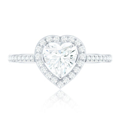 Certified Moissanite Heart Engagement Ring with Halo