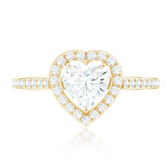 Certified Moissanite Heart Engagement Ring with Halo