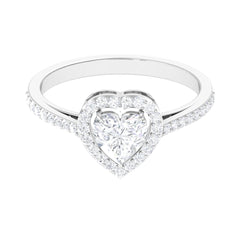 1.50 CT Heart Shape Cubic Zirconia Engagement Ring with Accent