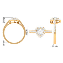 1.50 CT Heart Shape Cubic Zirconia Engagement Ring with Accent