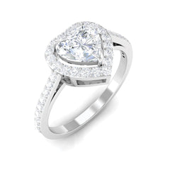 1.50 CT Heart Shape Cubic Zirconia Engagement Ring with Accent