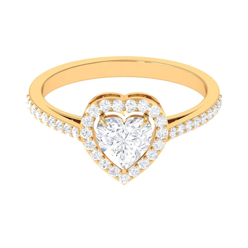 1.50 CT Heart Shape Cubic Zirconia Engagement Ring with Accent
