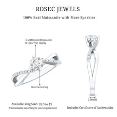Round Cut Moissanite Infinity Engagement Ring for Her