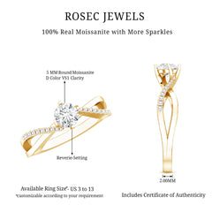Round Cut Moissanite Infinity Engagement Ring for Her