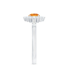 Classic Citrine Engagement Ring with Diamond Halo
