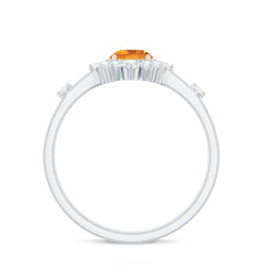 Classic Citrine Engagement Ring with Diamond Halo