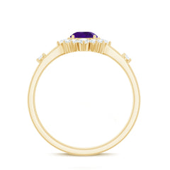 Round Amethyst and Diamond Classic Halo Ring