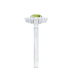 Real Half Carat Peridot Engagement Ring with Diamond Halo