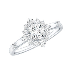 Round Moissanite Engagement Ring with Halo