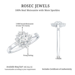 Round Moissanite Engagement Ring with Halo