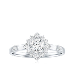 Round Moissanite Engagement Ring with Halo