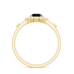 Certified Genuine 5mm Black Onyx Halo Ring with Diamond