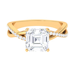 3.50 CT Asscher Cut Zircon Solitaire Engagement Ring in Infinity Shank