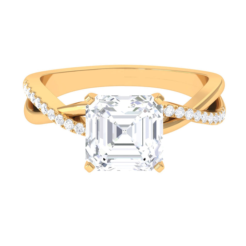 3.50 CT Asscher Cut Zircon Solitaire Engagement Ring in Infinity Shank