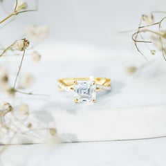 3.50 CT Asscher Cut Zircon Solitaire Engagement Ring in Infinity Shank