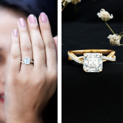 3.50 CT Asscher Cut Zircon Solitaire Engagement Ring in Infinity Shank