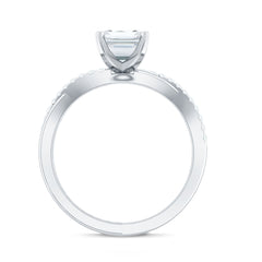 Emerald Cut Zircon Solitaire Ring in Infinity Shank