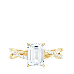 Emerald Cut Zircon Solitaire Ring in Infinity Shank