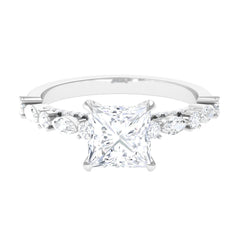 Zircon Designer Solitaire Engagement Ring in Gold