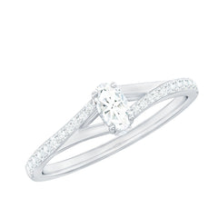 Minimal Split Shank Oval Simulated Diamond Engagement Ring
