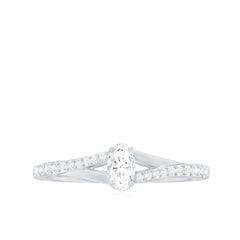 Minimal Split Shank Oval Simulated Diamond Engagement Ring