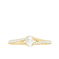 Minimal Split Shank Oval Simulated Diamond Engagement Ring