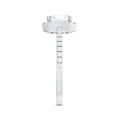 2.25 CT Asscher Cut Zircon Halo Engagement Ring in Gold