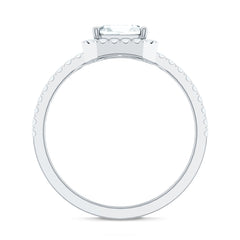 2.25 CT Asscher Cut Zircon Halo Engagement Ring in Gold