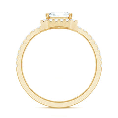 2.25 CT Asscher Cut Zircon Halo Engagement Ring in Gold