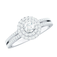 1 CT Round Cubic Zirconia Double Halo Engagement Ring