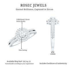 1 CT Round Cubic Zirconia Double Halo Engagement Ring