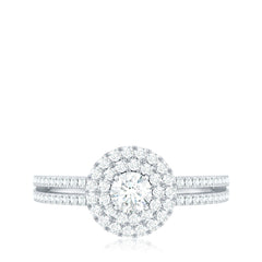 1 CT Round Cubic Zirconia Double Halo Engagement Ring