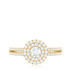 1 CT Round Cubic Zirconia Double Halo Engagement Ring